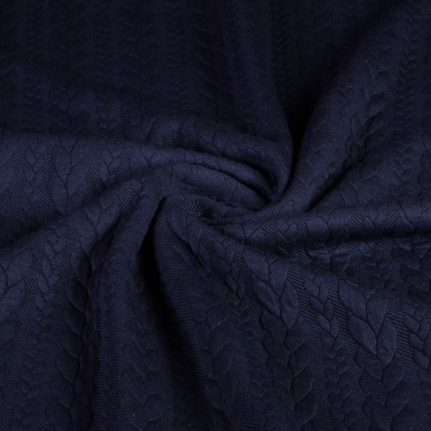 Kabel stof jacquard tricot navy