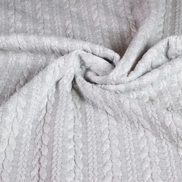 Kabel stof jacquard tricot lichtgrijs melange