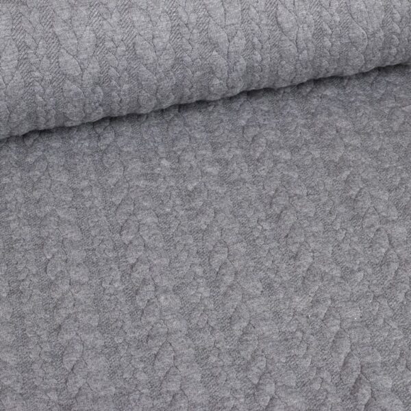 Kabel jacquard tricot grijs melange