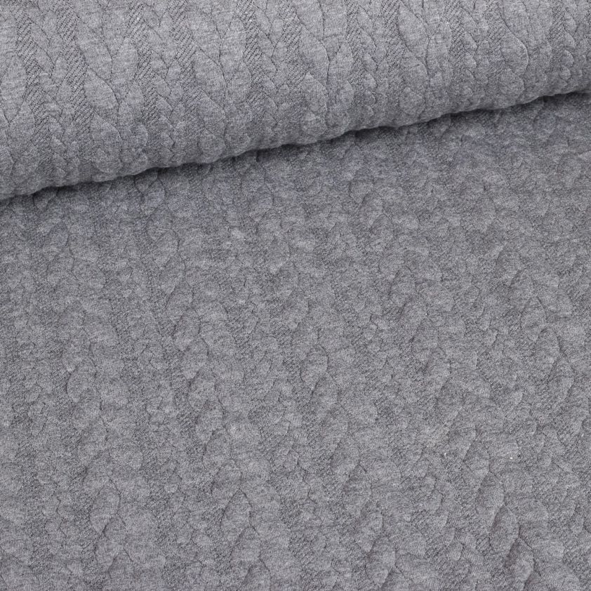 Kabel jacquard tricot grijs melange