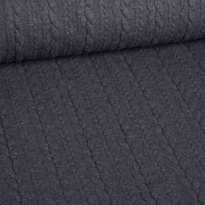 Kabel jacquard tricot donker grijs melange
