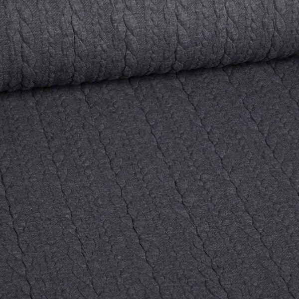 Kabel jacquard tricot donker grijs melange