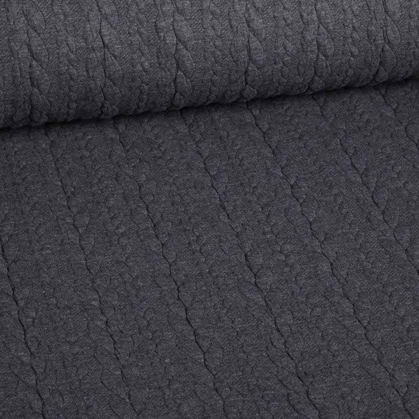 Kabel jacquard tricot donker grijs melange