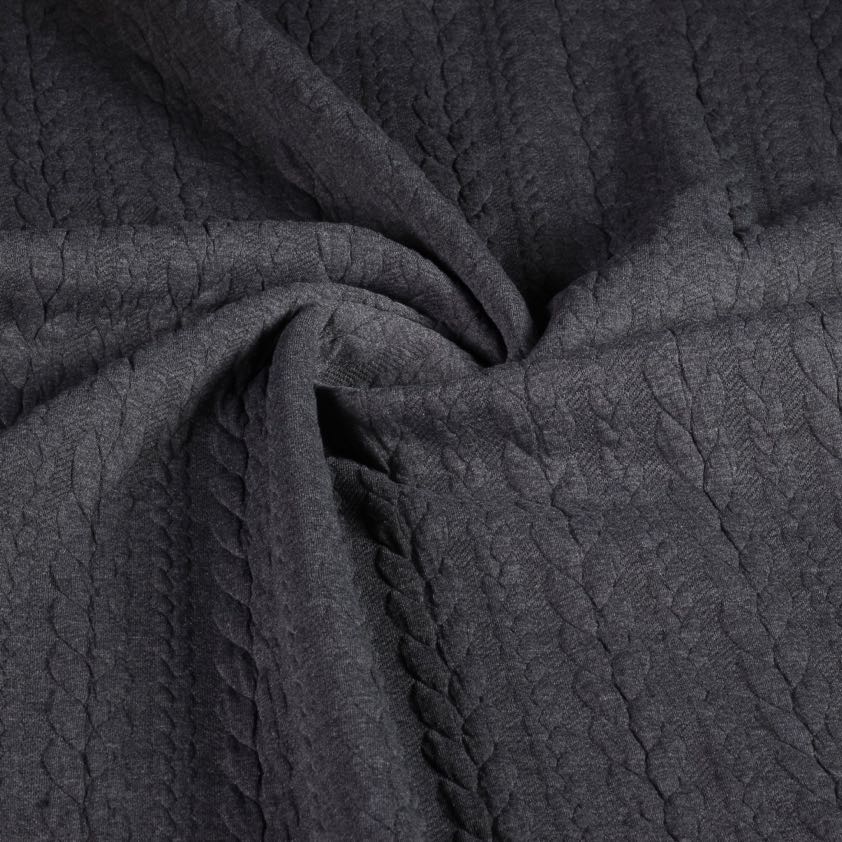 Kabel jacquard tricot donker grijs melange