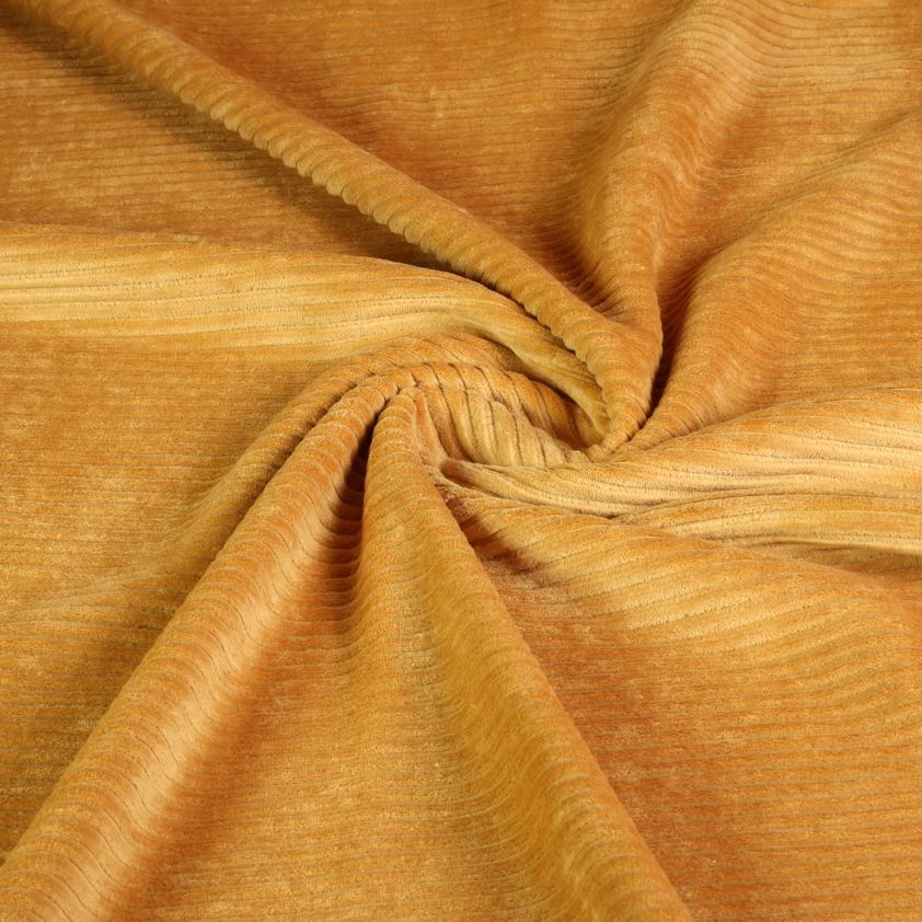 Tricot stof rib cord oker