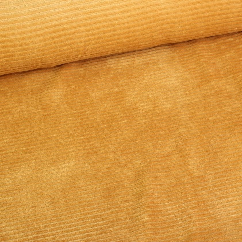 Tricot stof rib cord oker