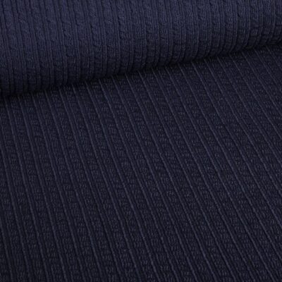 Fantasie rib stof wol navy