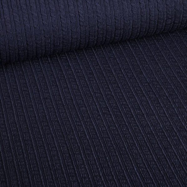 Fantasie rib stof wol navy