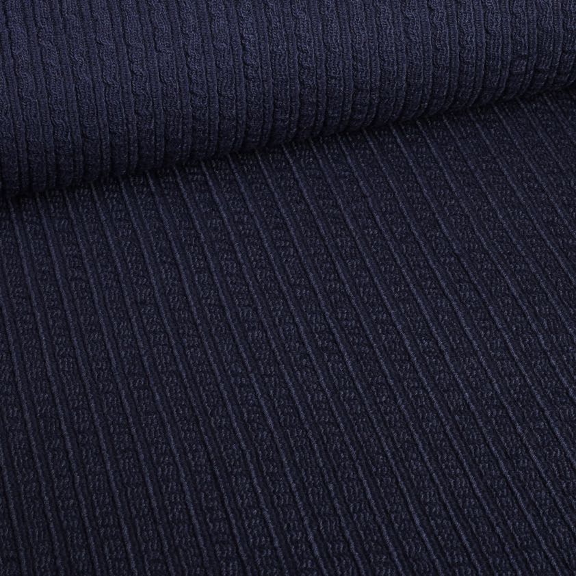 Fantasie rib stof wol navy