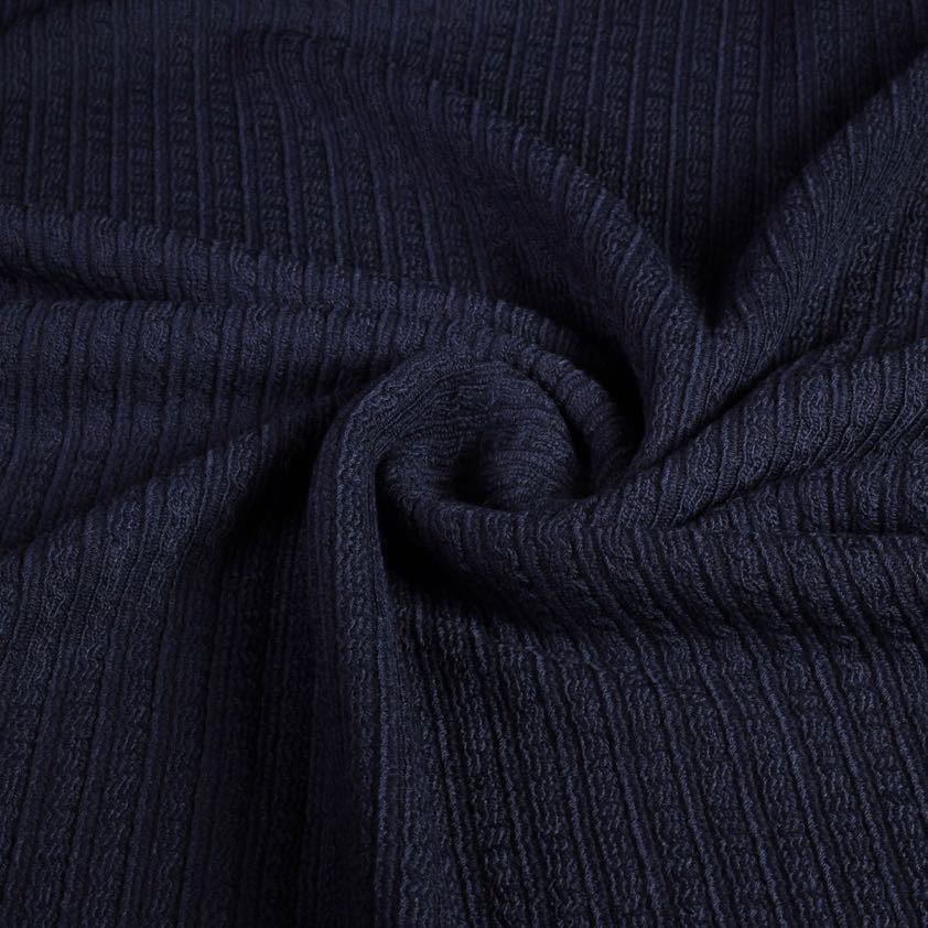 Fantasie rib stof wol navy