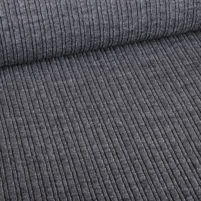 Fantasie rib stof wol grijs melange
