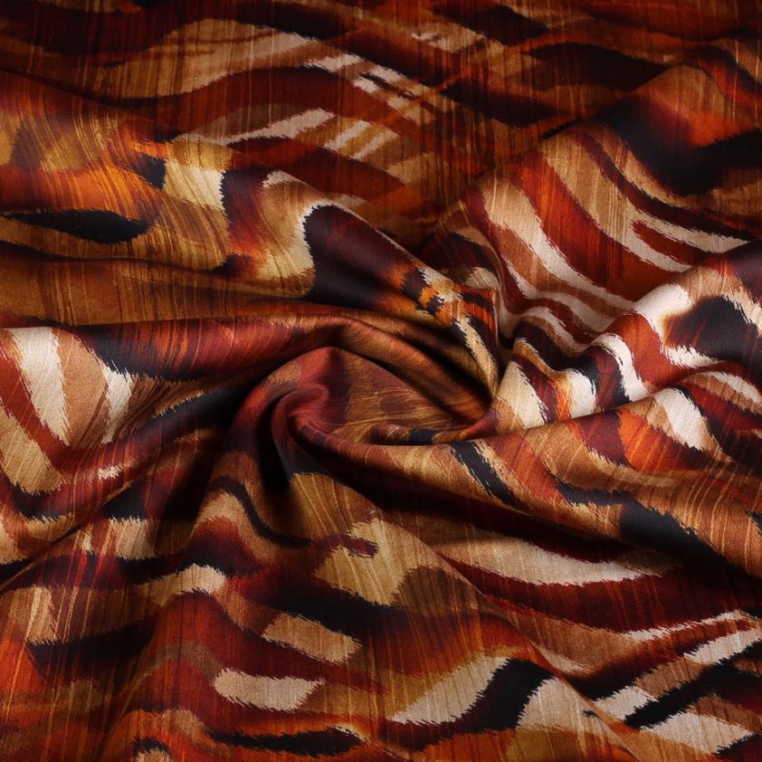 Stretch stof satijn mat zebra roest