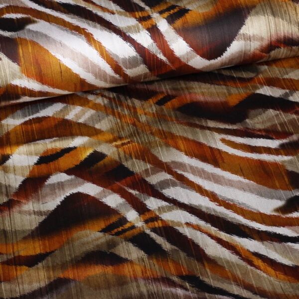 Stretch stof satijn mat zebra bruin