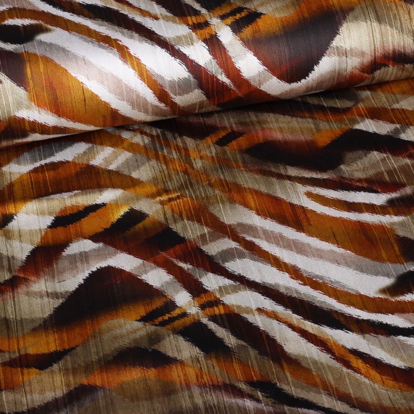 Stretch stof satijn mat zebra bruin