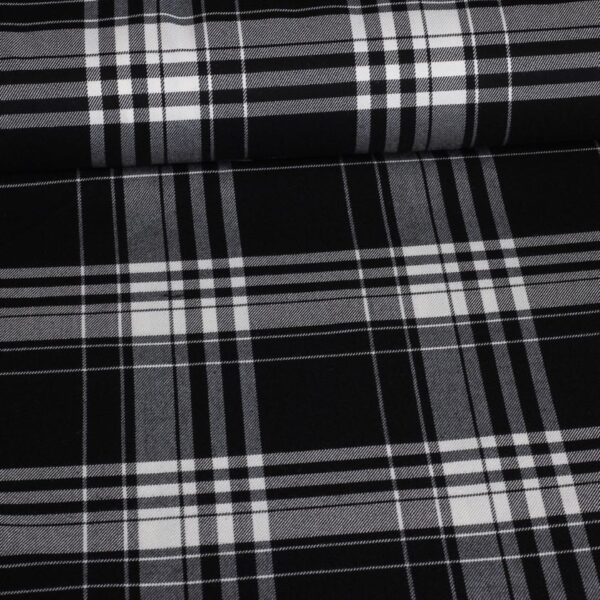 Schotse ruit stretch zwart/wit