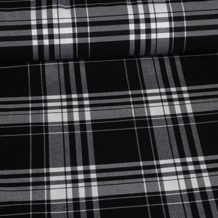 Schotse ruit stretch zwart/wit