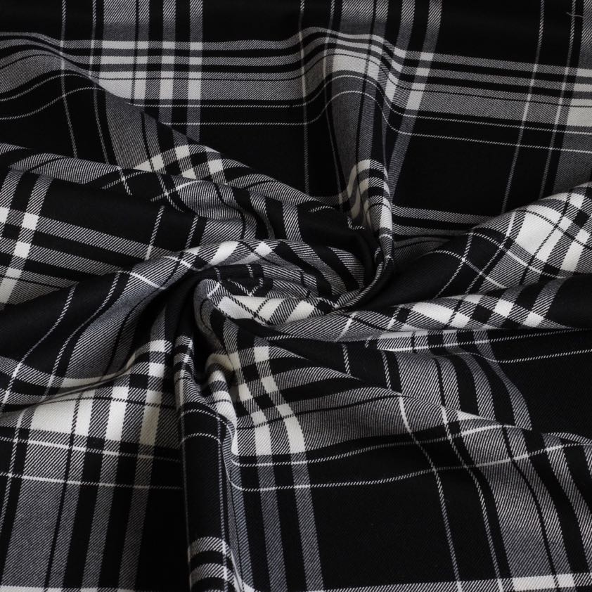 Schotse ruit stretch zwart/wit