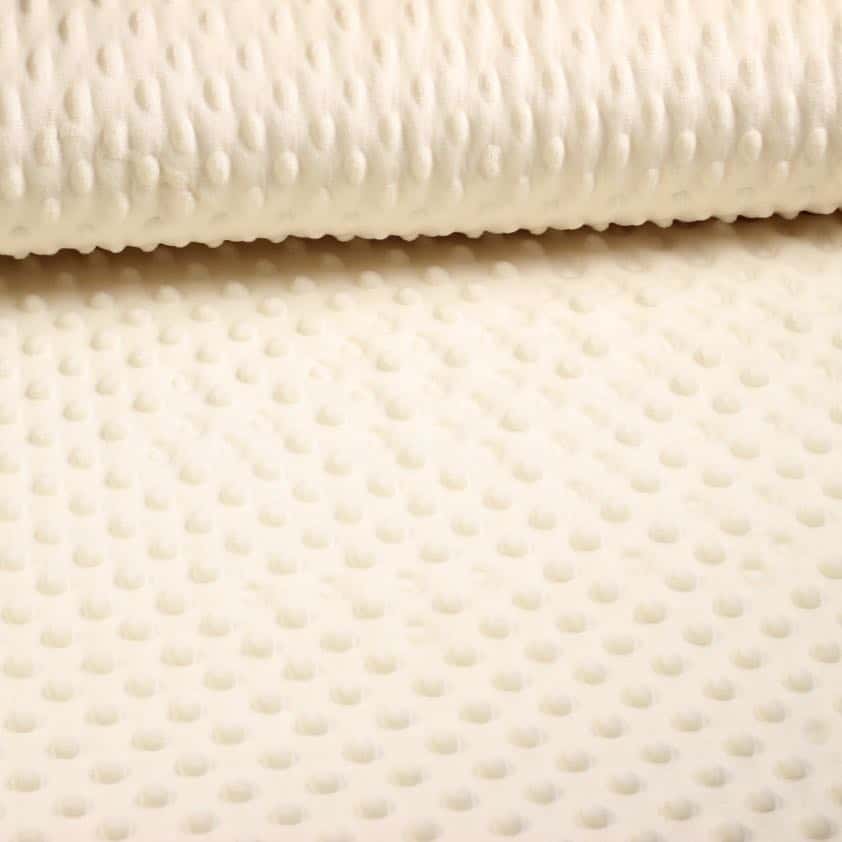 Minky fleece stof noppen jacquard ecru