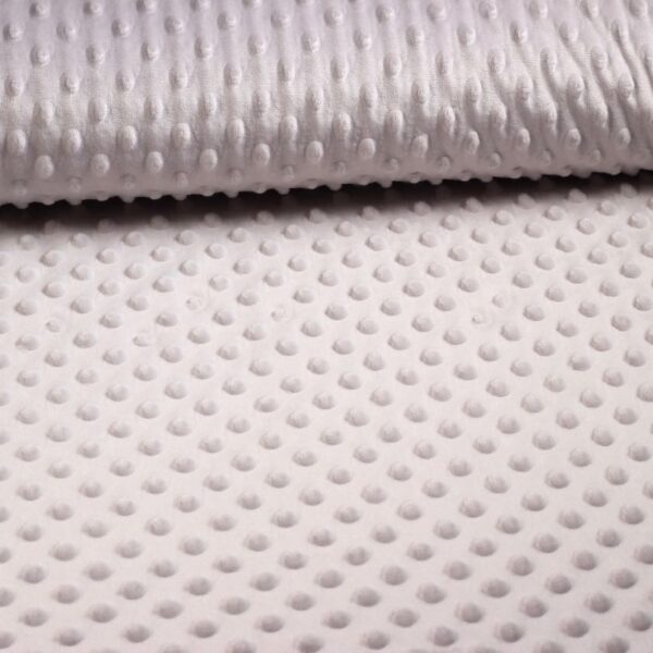 Minky fleece stof noppen jacquard lichtgrijs