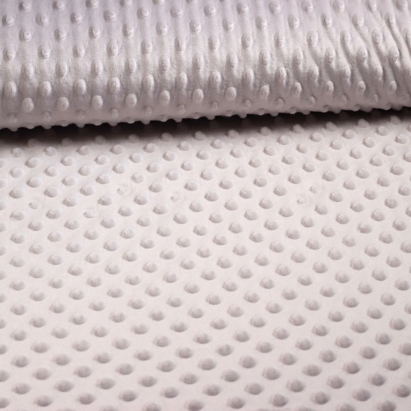 Minky fleece stof noppen jacquard lichtgrijs