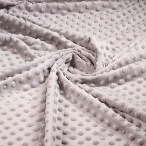 Minky fleece stof noppen jacquard lichtgrijs