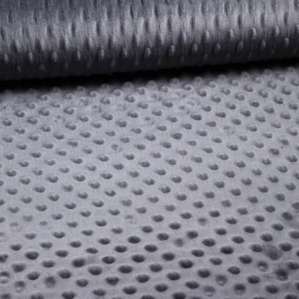 Minky fleece stof noppen jacquard antraciet