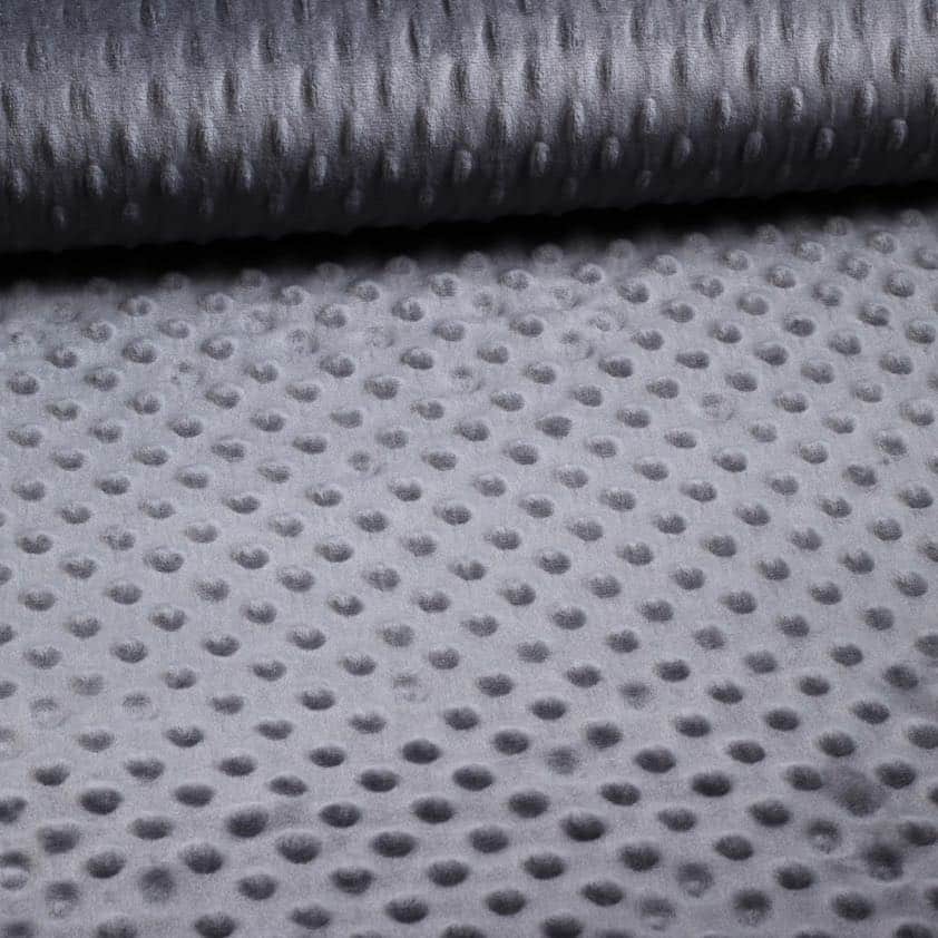 Minky fleece stof noppen jacquard antraciet