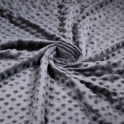 Minky fleece stof noppen jacquard antraciet