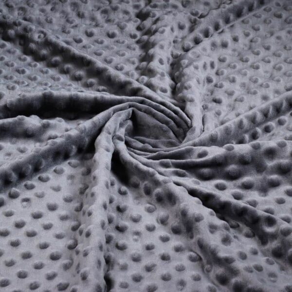 Minky fleece stof noppen jacquard antraciet