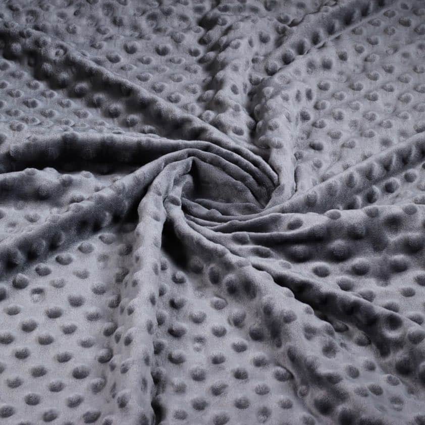 Minky fleece stof noppen jacquard antraciet