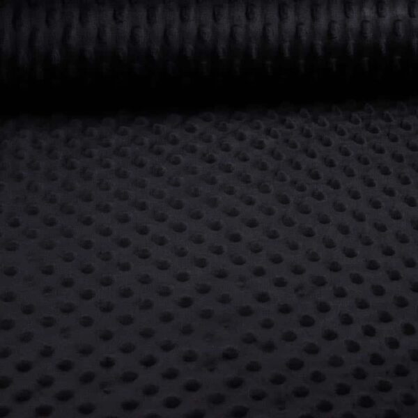 Minky fleece stof noppen jacquard zwart