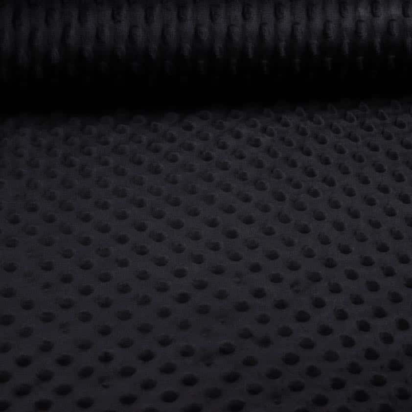 Minky fleece stof noppen jacquard zwart