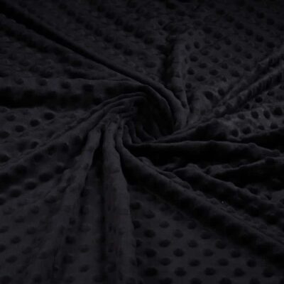 Minky fleece stof noppen jacquard zwart