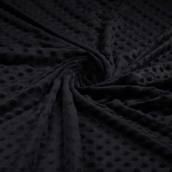 Minky fleece stof noppen jacquard zwart