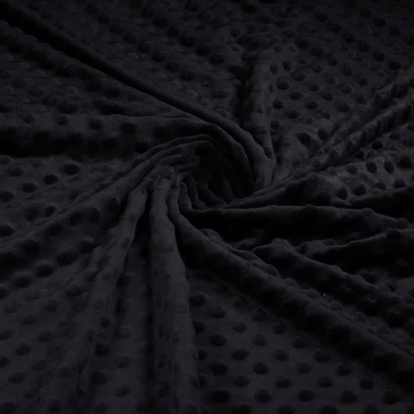 Minky fleece stof noppen jacquard zwart