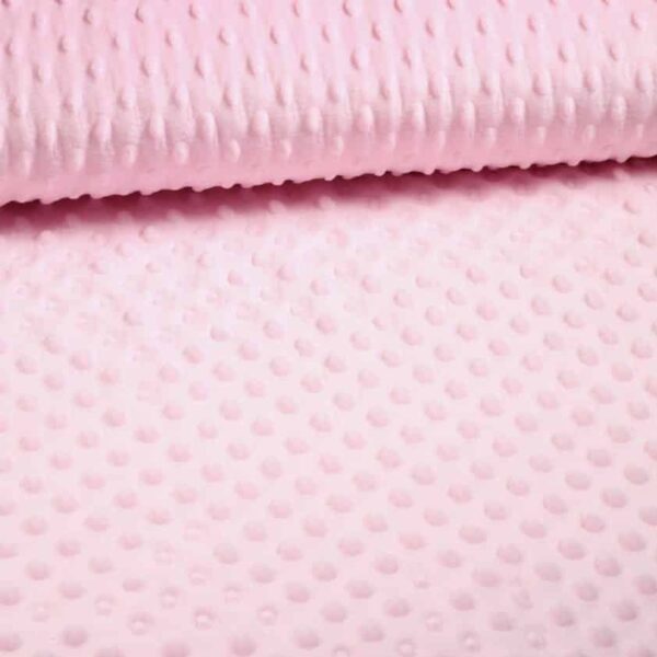 Minky fleece stof noppen jacquard roze