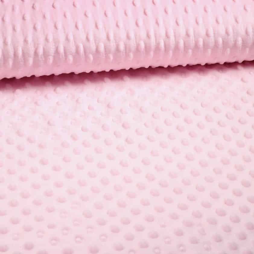 Minky fleece stof noppen jacquard roze