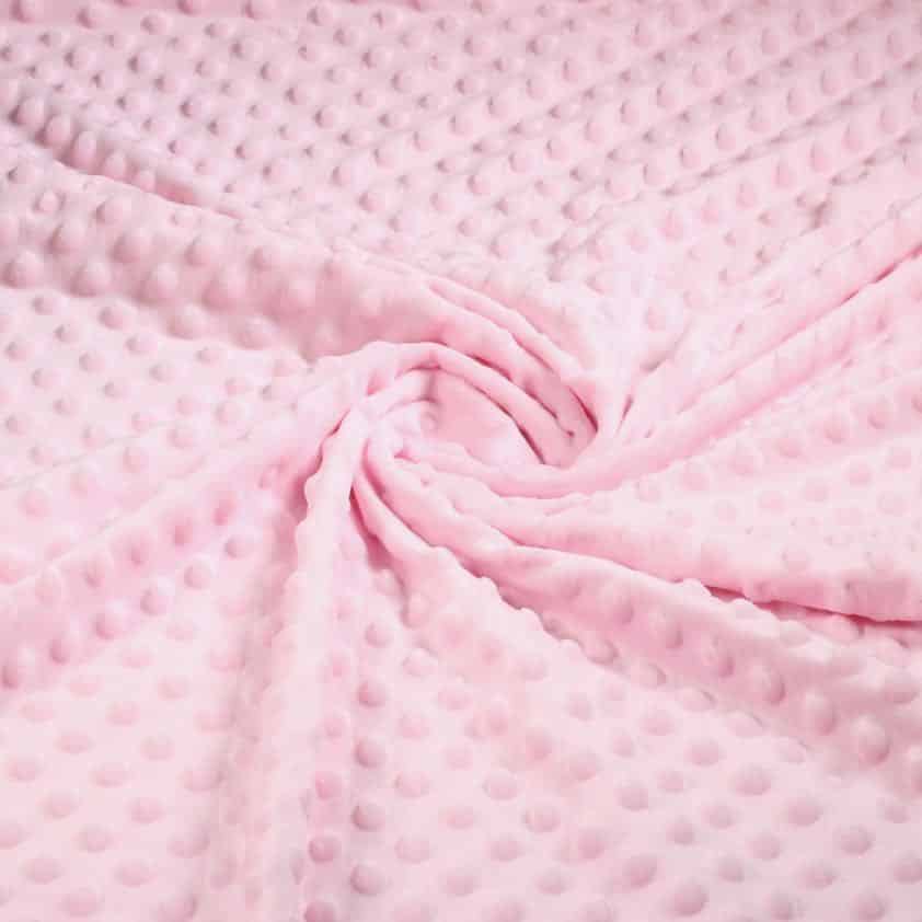 Minky fleece stof noppen jacquard roze