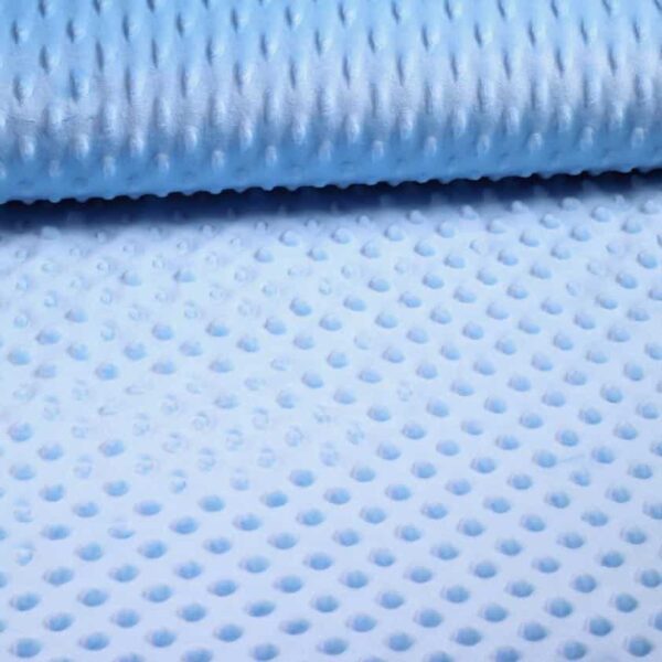 Minky fleece stof noppen jacquard lichtblauw
