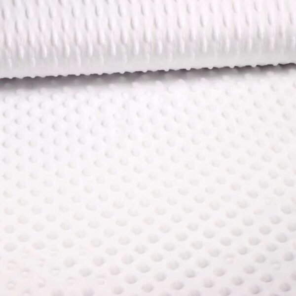 Minky fleece stof noppen jacquard wit
