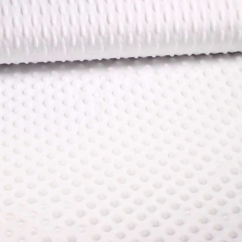 Minky fleece stof noppen jacquard wit