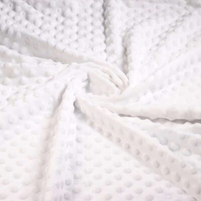 Minky fleece stof noppen jacquard wit