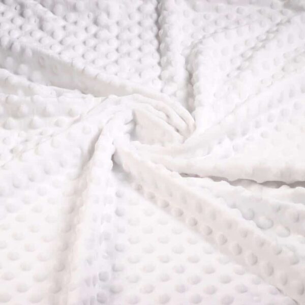 Minky fleece stof noppen jacquard wit