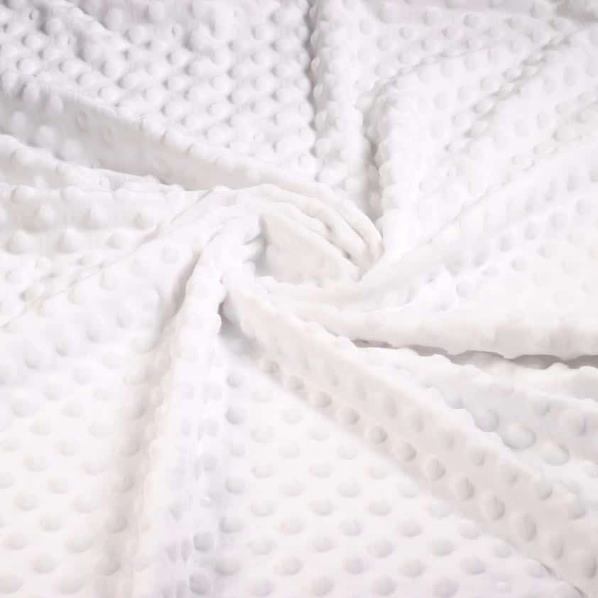 Minky fleece stof noppen jacquard wit