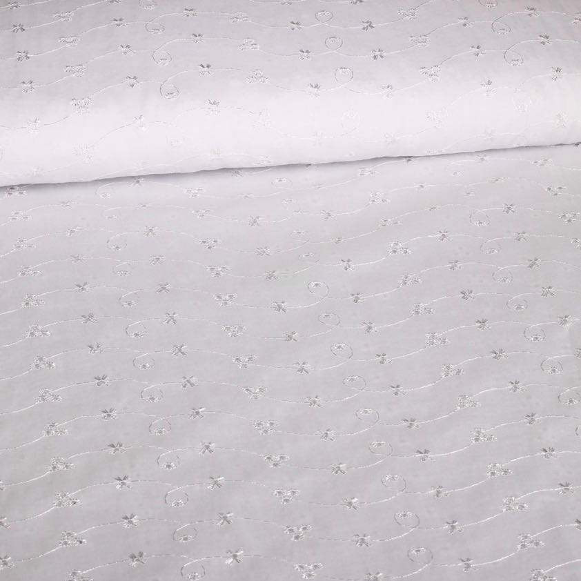 Broderie stof wit