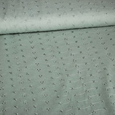 Broderie stof oud groen