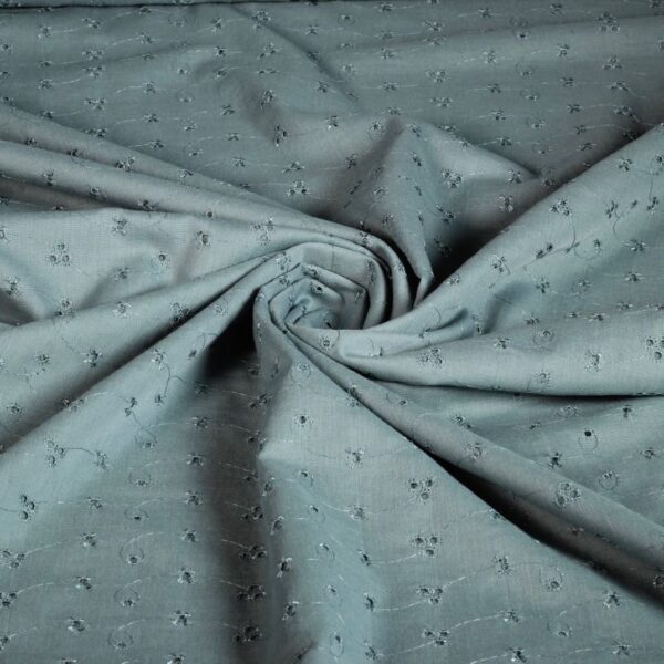 Broderie stof donker oud groen