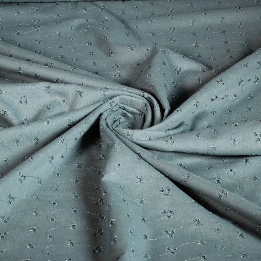 Broderie stof donker oud groen
