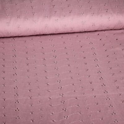 Broderie stof oud roze