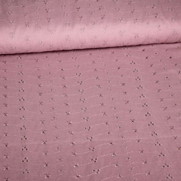 Broderie stof oud roze